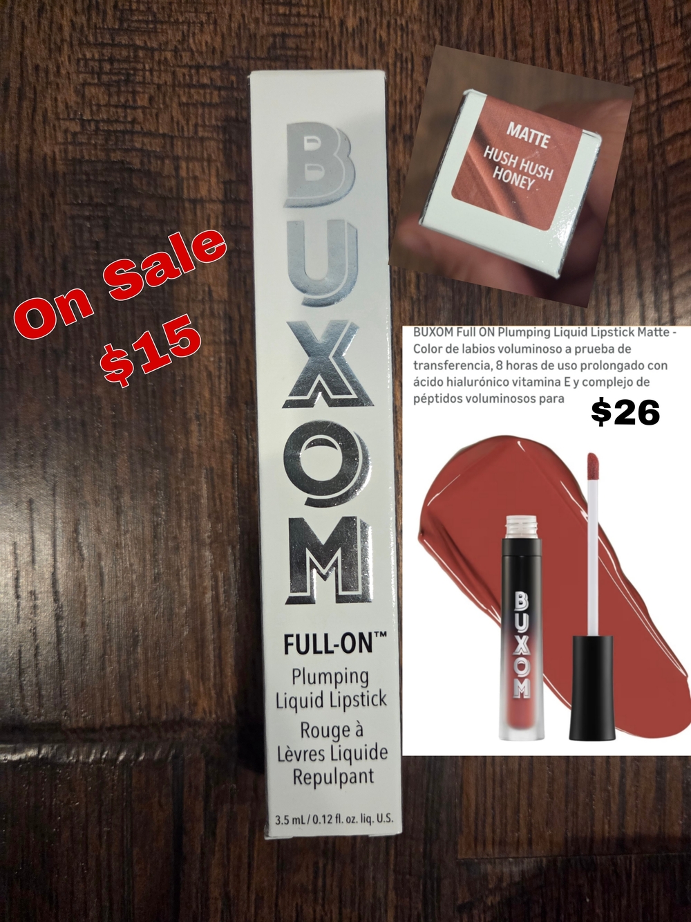 Buxom Full-On Plumping Liquid Lipstick — Hush Hush Honey (Brown)